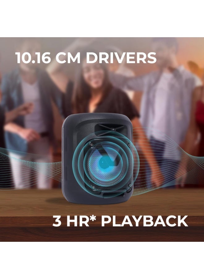 ZEBRONICS Sound Feast 90 10W Output, Portable Wireless Speaker with Bluetooth v5.0, TWS, 6.3mm with Wired Mic, USB, mSD, AUX, Mobile Holder and RGB Lights - Image 4